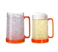 Freezer Beer Mugs,Beer Mugs with Gel Freezer 16 oz,Double Wall Gel Frosty Freeze r Ice Mug,Plastic BeerMugs with Handles,for Parties and Gifts