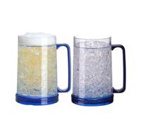 Freezer Beer Mugs,Beer Mugs with Gel Freezer 16 oz,Double Wall Gel Frosty Freeze r Ice Mug,Plastic BeerMugs with Handles,for Parties and Gifts