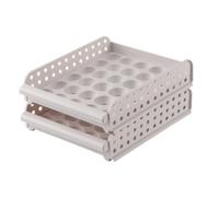 Freezer Egg Shelf Double Layer Plastic Egg Storage Organizer | Pull out Drawer, Groove Design, Stable Base, White Finish, for Kitchens and Restaurants, Refrigerator Use