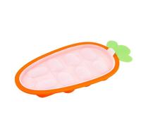 Freezer Molds Baby Food, Silicone Carrot Shaped Tray with Lid, 7.28x3.74x0.79 Inches 8 Compartment Complementary Food Storage for Toddler, Safe Weaning Container, Easy to Clean and Reuse