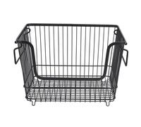 Freezer Organizer Bin Keep Tidy Metal Stackable Fruits Meat Wire Basket for Kitchen Home Use L Black