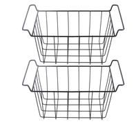 Freezer Organizer Bins, 2 Pcs Freezer Metal Wire Basket, Freezer Hanging Basket, Freezer Storage Wire Rack Chest Freezer Organizer Bins Wire Basket Storage with PE (L 39cm X W