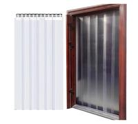 Freezer Room Door Strip Kit - 2.5mm Plastic Sheer Curtains for Warehouse Chiller Butcher - Industrial Partition Doorway with Rail & Clamps (53.15"x94.49")