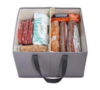 FREEZER SANITY Collapsible Freezer Organizer Bins - Stackable Storage Organizers with Custom Dividers, Handles, Ideal for Chest Freezers, Heavy-Duty, Water-Resistant Regular 15x14x9