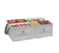 FREEZER SANITY The Original Chest Freezer Organizer Bins, Stackable Storage Organizers, Deep Freezer Dividers, Handles, Heavy-Duty, Water-Proof (2 Pack Regular 15x14x9)