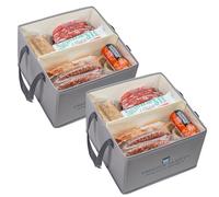FREEZER SANITY The Original Chest Freezer Organizer Bins, Stackable Storage Organizers, Deep Freezer Dividers, Handles, Heavy-Duty, Water-Proof (2 Pack Regular 15x14x9)