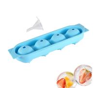 Freezer Silicone Ice Cube Trays | 4 Chamber Reusable | Ice Ball Moulds for Men Bartender Entertainer Home Party Flat Summer Office Bar Cocktail Picnic Drinks Wine