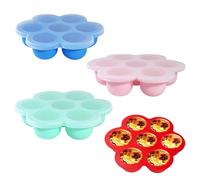 Freezer Trays for Food Storage - 4 Pieces Egg Cake Molds, 7 Compartment Tray for Freezing Children's Food - for Kitchen, Freezer, Children's Desserts
