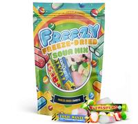Freezy Freeze Dried - Sour Mix 120 gms, American Sweet contains Squishes, Toxic Waste Sludge & Refreshers Bars Mixed in a Pack that offers Sour Goodness in Each Candy.