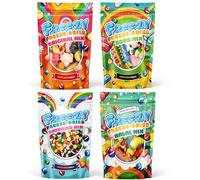 Freezy Freeze Dried Sweets - 120 gm each Flavourful & Colourful Sweet Candy, Sour American Crunchy Variety Party Pack of RainBow Mix, Halal Mix, Soul Mix & Original Mix (Pack of 4)