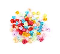 Frefgikty 100PCS/Lot Mini Handmade Satin Rose Ribbon Rosettes Fabric Flower Appliques For Wedding Decoration Craft Sewing Accessories