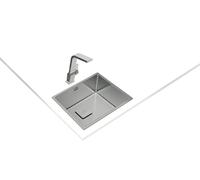 Teka 115000012 Kitchen Sink Made of Stainless Steel with a Single Bowl FLEXLINEA RS15 50.40 3½ SQ W/OVF SP-115000012, Grey