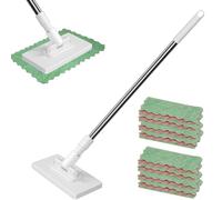 Fregona Antipolvo Desechable,Convenient Cloth Changing Mini Mop,No Wash Face Towel Mop with 10 Reusable Cloths,Hands-Free with 360°Rotating Head,Dust Mops for Bathroom,Living Room,Kitchen