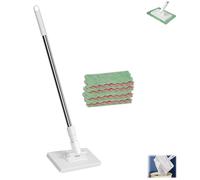 Fregona Antipolvo Desechable, Disposable Dust Mop, Con 4 PañOs Reutilizables , 39" Long Handle Wet and Dry Mopping Sweeper Stick 360 Adjust, for Multi-Surface Floor Cleaning (1 set)
