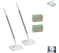 Fregona Antipolvo Desechable, Disposable Dust Mop, Con 4 PañOs Reutilizables , 39" Long Handle Wet and Dry Mopping Sweeper Stick 360 Adjust, for Multi-Surface Floor Cleaning (2 set)
