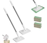 Fregona Antipolvo Desechable, Disposable Dust Mop, Disposable Dust Mop With 8 Reusable Cloths, 100cm Long Handle, Locking Head For Multi-Surface Floor Cleaning (2)