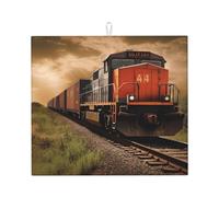 Freight Train Dish Drying Mat for Kitchen Counter, Absorbent Microfiber Drainer Mats, Non-slip Kitchen Draining Mat for Coffee Machine Dish Rack Pad 18"x16" Dish Drainer Pad