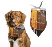 Freight Train Dog Bandana Triangle Pet Bandanas Adjustable Pet Scarf Breathable Comfort Dog Scarf Cute Soft Puppy Scarfs Washable Daily Handkerchief Cats Scarves