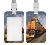 Freight Train ID Badge Holder Waterproof Card Protector Push-Pull Slot Work ID Card Holder with Lanyard Personalized Detachable Card Holders for Office Corporate Use