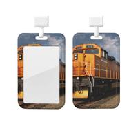 Freight Train ID Badge Holder with Lanyard Cute Badge Reel Badge Clip Waterproof Plastic Card Sleeve Name Tags Protector Cover for Work Office Nurse Doctor Teacher