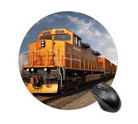 Freight Train Mouse Pads Fashion Computer Mouse Mats Washable Portable Round Mousepad with Non-Slip Rubber Base Mouse Mat for Laptop Home Office Desk Accessories