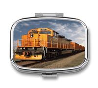 Freight Train Pill Box Medicine Pill Organizer Small Pill Case Travel Pill Container Portable Pill Case for Pocket 2 Compartment Pill Holder Pill Boxes for Travel