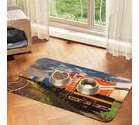 Freight Train print Cats Pet Bowl Placemat Pet Feeding Mats for Dogs, Non-Slip PU Leather Tablecloth for Pets