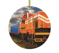 Freight Train Print Christmas Ornaments Couple Gifts For Him Her Christmas Tree Decoration Ceramic Hanging Ornament Anniversary