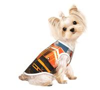 Freight Train print Dog Shirts for Small Dogs Stretchy T-Shirts Lightweight Tank Top Sleeveless Striped Vest