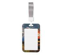 Freight Train Print Id Badge Holder Sliding Card Holder Vertical Card Protector Cover Case Teacher Lanyard for Office Women Men