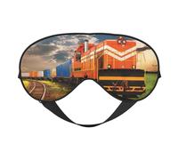 Freight Train Print Sleep Mask Silk Eye Cover Soft Satin Blindfold Elastic Strap Night Eyeshade Travel Nap for Women Men