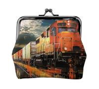 Freight Train Printed Coin Purse for Women Cute PU Leather Coin Wallet Mini Coin Purse Pouch with Kiss-Lock