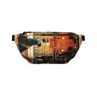 Freight Train Printed Fanny Pack Waist Bag for Men Women, Adjustable Bumbags Hip Bum Bag Travel Crossbody Bags Sports Running Hiking Belt Bag