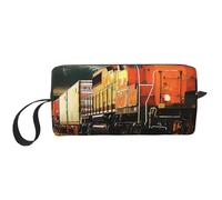 Freight Train Printed Makeup Bag Simple Travel Cosmetic Bags Waterproof Cosmetic Case Toiletry Bag Organizer for Women Mom Girls