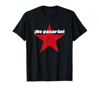 Freiheit und Revolution No Pasaran Unisex-Adults Black V-Neck Small Classic Fit Letter Print T-Shirt