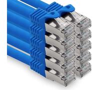 freiwerk 0.5 m - blue - 10 pieces CAT.7 network cable Lan Ethernet patch cable S-FTP LSZH PIMF 10GB s RJ45 plug Cat6a
