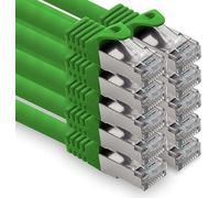 freiwerk 0.5 m - green - 10 pieces CAT.7 network cable Lan Ethernet patch cable S-FTP LSZH PIMF 10GB s RJ45 plug Cat6a