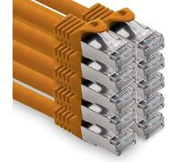 freiwerk 1.0m - orange - 10 pieces CAT.7 network cable Lan Ethernet patch cable S-FTP LSZH PIMF 10GB s RJ45 plug Cat6a
