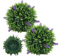 Freiwncr 2Pcs Topiary Ball 12 Inch Purple Lavender Boxwood Balls Lifelike & Vibrant Low Maintenance Plastic Decorative Faux Plants Outdoor Topiary Ball