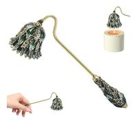 Freiwncr Candle Snuffer with Long Handle European Vintage Zinc Alloy Candle Extinguisher with Rhinestone Green Color Flame Snuffer for Safely Putting Out the Flame Vintage