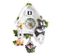 Freiwncr Cuckoo Clock, European Pastoral Style Cuckoo Clocks for Wall with Bird Time Bell and Swing Alarm, Vintage Antique Home Decor, White Clock