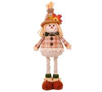 Freiwncr Fall Scarecrow Decorations Standing Scarecrow Doll with Stretchable Leg Cute Decor with Clothes & Hat On for Autumn, Thanksgiving, Harvest, Female Doll