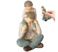 Freiwncr Father and Son Figurine 4.5x2.6x3inch Realistic Resin Father Figure with Son Sitting on Shoulder, Ideal Home Decor for Living Room, Bedroom and Figurine
