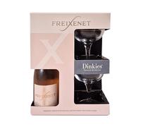 Freixenet Cordon Rosado Cava 200ml, 11.5% ABV with 2 x Dinkies Mini Champagne Saucers. Gift for her for Birthday or Christmas. By Blue Tree Gifts.