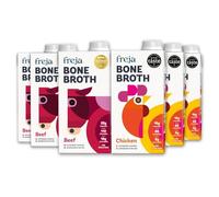 Freja Best of Bone Broth Mixed Pack | Beef & Chicken | Premium Broth | Delicious & Natural | Low Calorie | High Protein & Collagen | Not from Concentrate, Powder or Cubes | 6 x 500ml