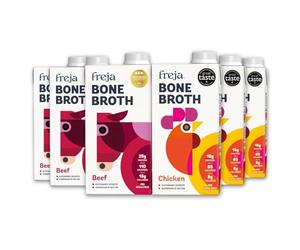 Freja Best of Bone Broth Mixed Packs | Sipping Broth Selection | Premium Liquid Broth | Low Calorie | High Protein & Collagen | Not from Concentrate, Powder or Cubes | 6 x 500ml