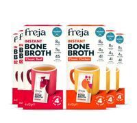 Freja Best of Instant Bone Broth | Beef & Chicken | 100% Natural | Rich in Collagen, Protein & Amino Acids | Dairy & Gluten Free | 6 Boxes (4 x 12g Sachets per Box)