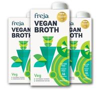 Freja Gourmet Vegan Broth | Plant Based Premium Vegetable Broth | Clear Liquid Bouillon, not from Vegetable Stock Cubes, Powder or Concentrate | Low Calorie | Yeast, Dairy & Gluten Free | 3 x 500ml