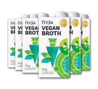 Freja Gourmet Vegan Broth | Plant Based Premium Vegetable Broth | Clear Liquid Bouillon, not from Vegetable Stock Cubes, Powder or Concentrate | Low Calorie | Yeast, Dairy & Gluten Free | 6 x 500ml