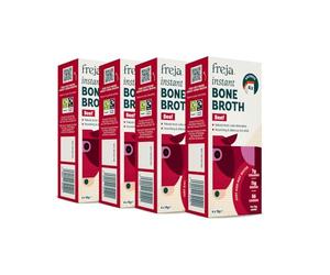 Freja Instant Beef Bone Broth | Beef | 100% Natural | Rich in Collagen, Protein & Amino Acids | Dairy & Gluten Free, 4 boxes (4 x 15g Sachets Per Box)